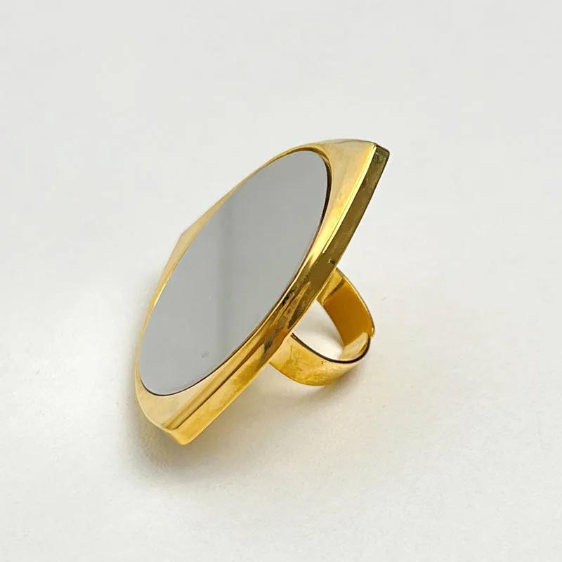 Retro Dual Geometric  Mirror Gold - Silver Ring JLTR0431