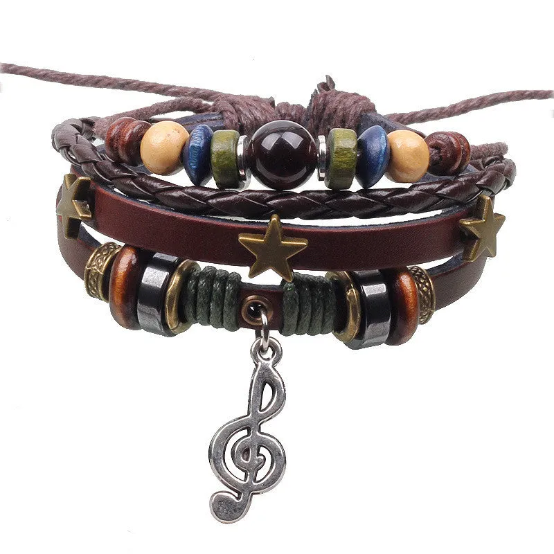 Retro rope leather men bracelets leather hand woven bracelet braided bracelet male female bracelets & bangles fashion Jewelry