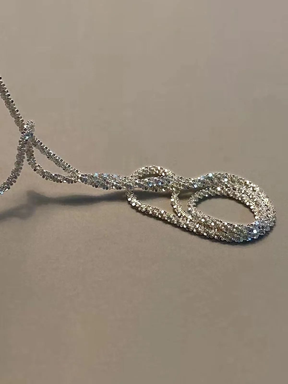 Rhinestone Decor Graceful Silver Plated Necklace