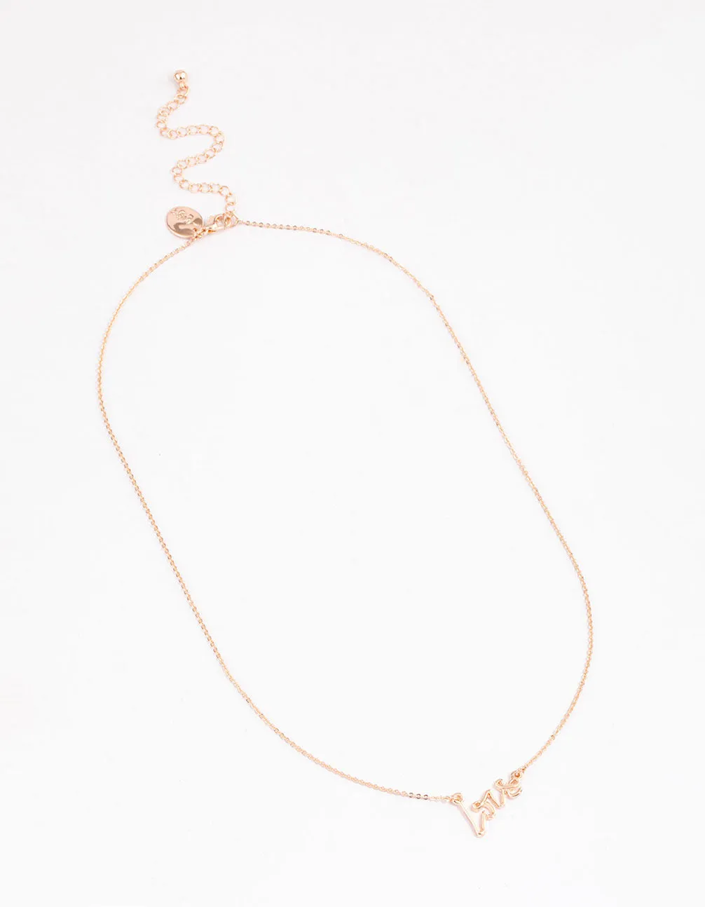 Rose Gold Cursive Love Pendant Necklace