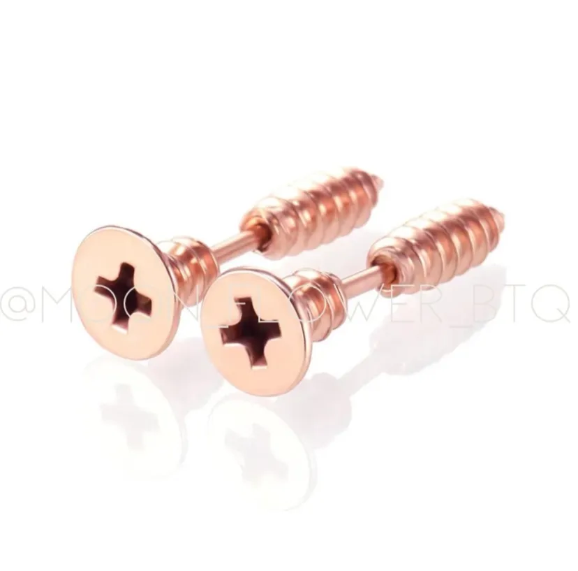 Rose Gold Screw Earrings