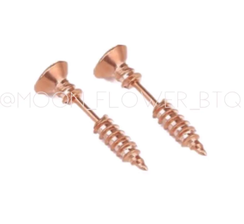 Rose Gold Screw Earrings