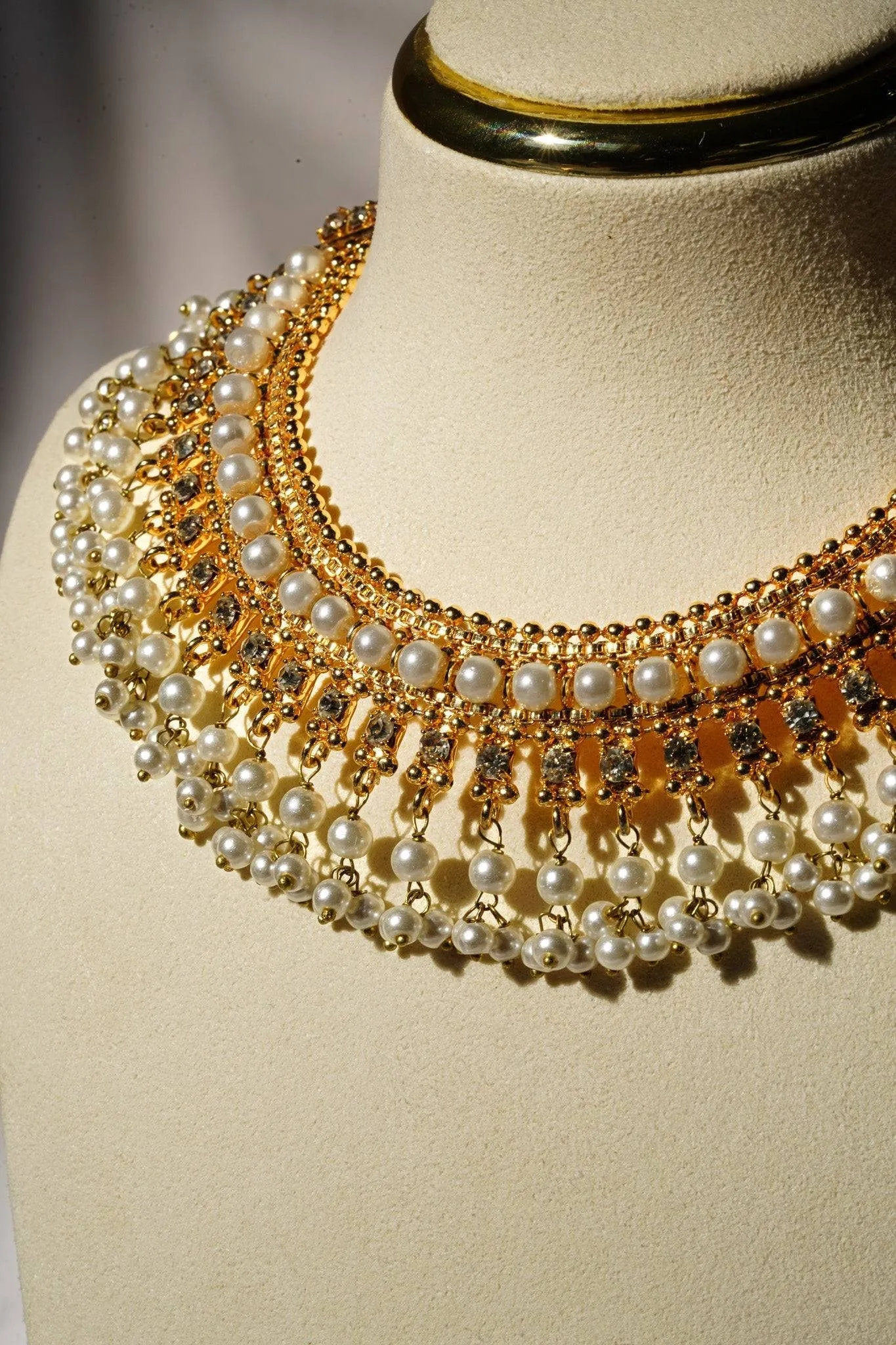 Shehnaz - Gold Necklace Set With Large Round Stud Earrings