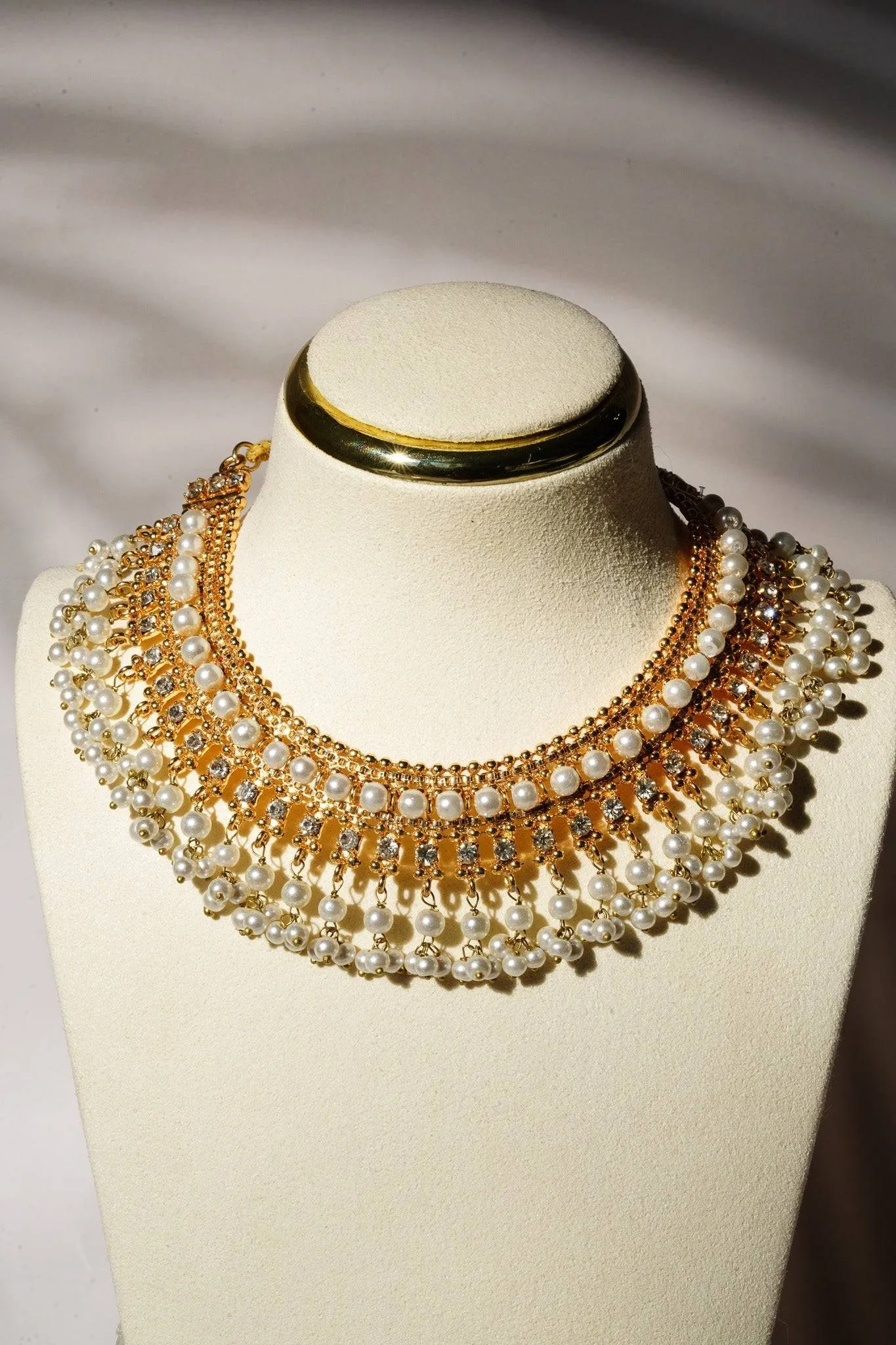 Shehnaz - Gold Necklace Set With Large Round Stud Earrings