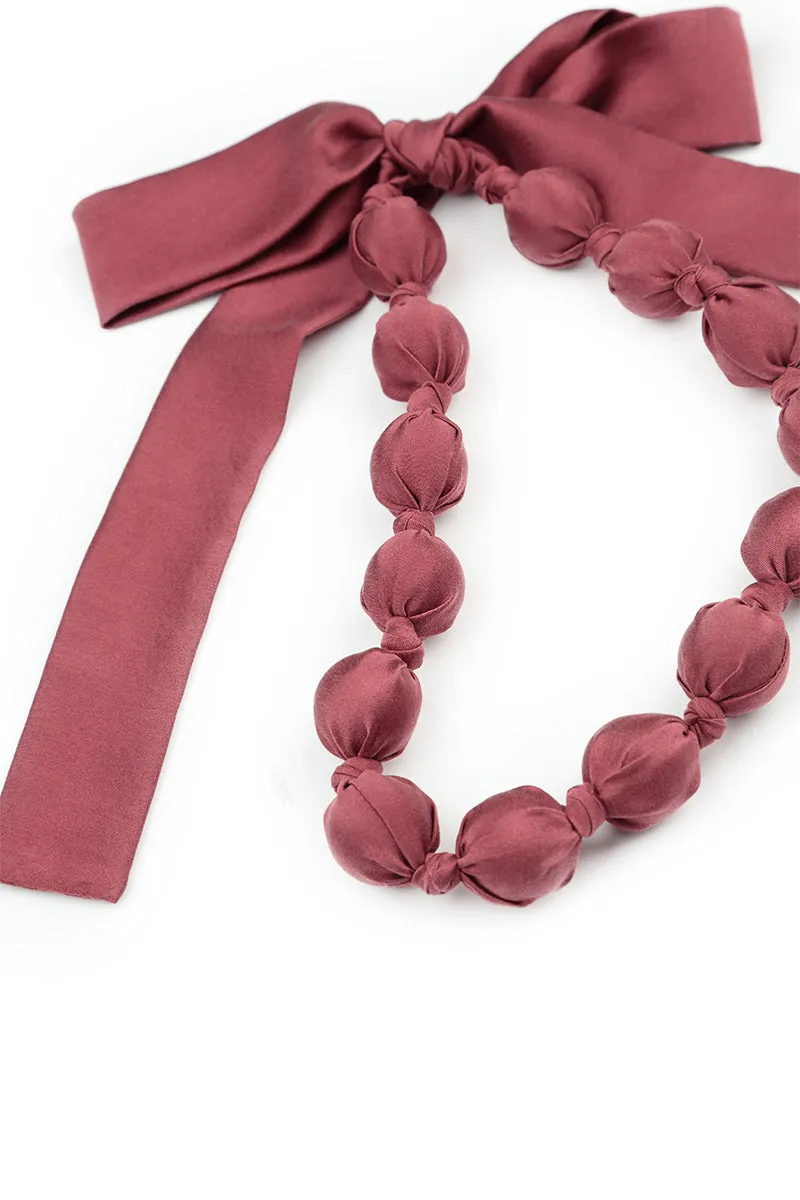 Short Merlot Silk Bead Necklace