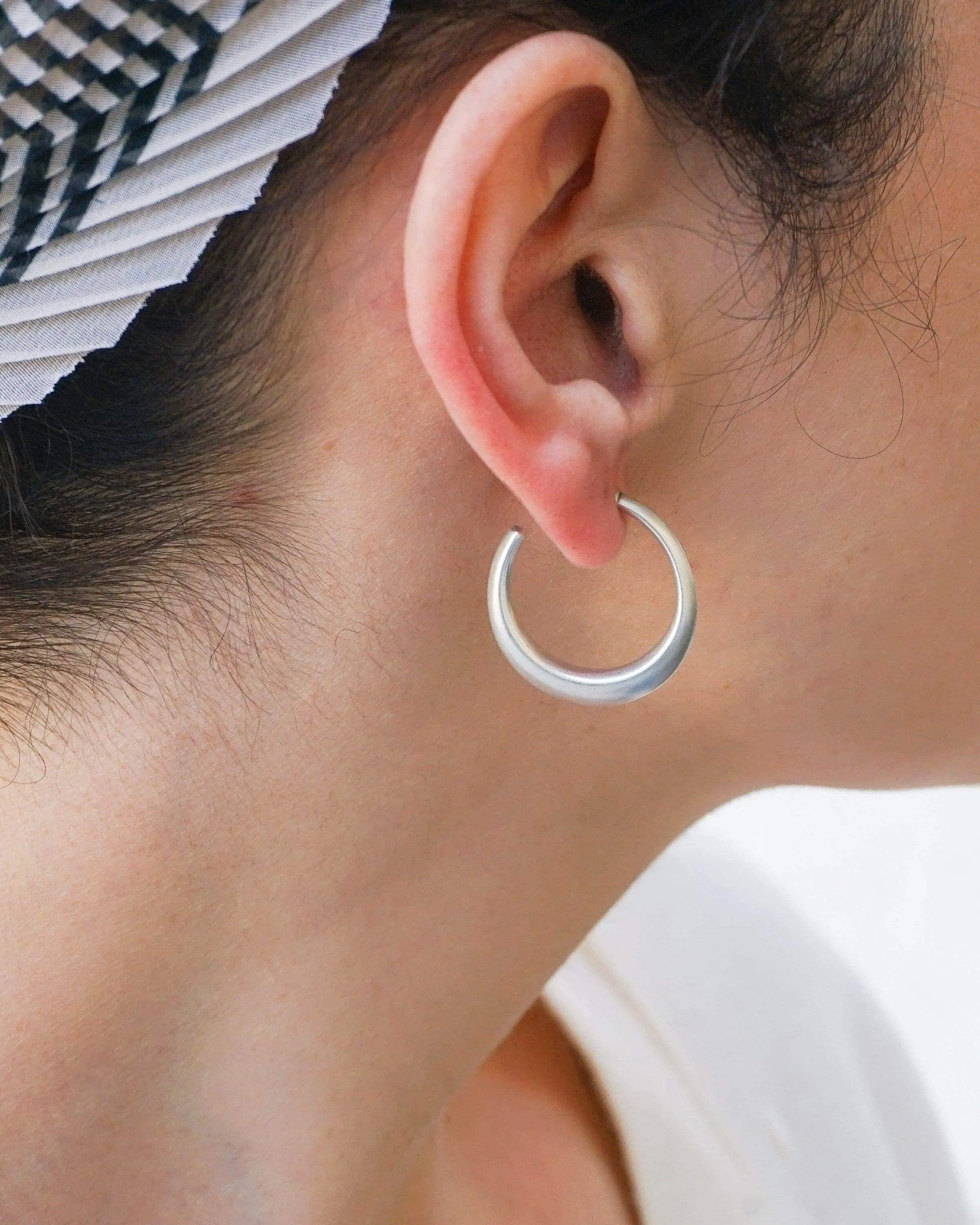 Silver Bold Narrow Hoop Earrings