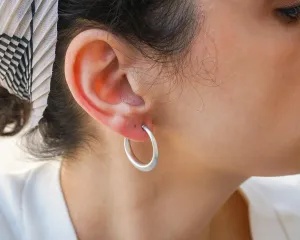 Silver Bold Narrow Hoop Earrings