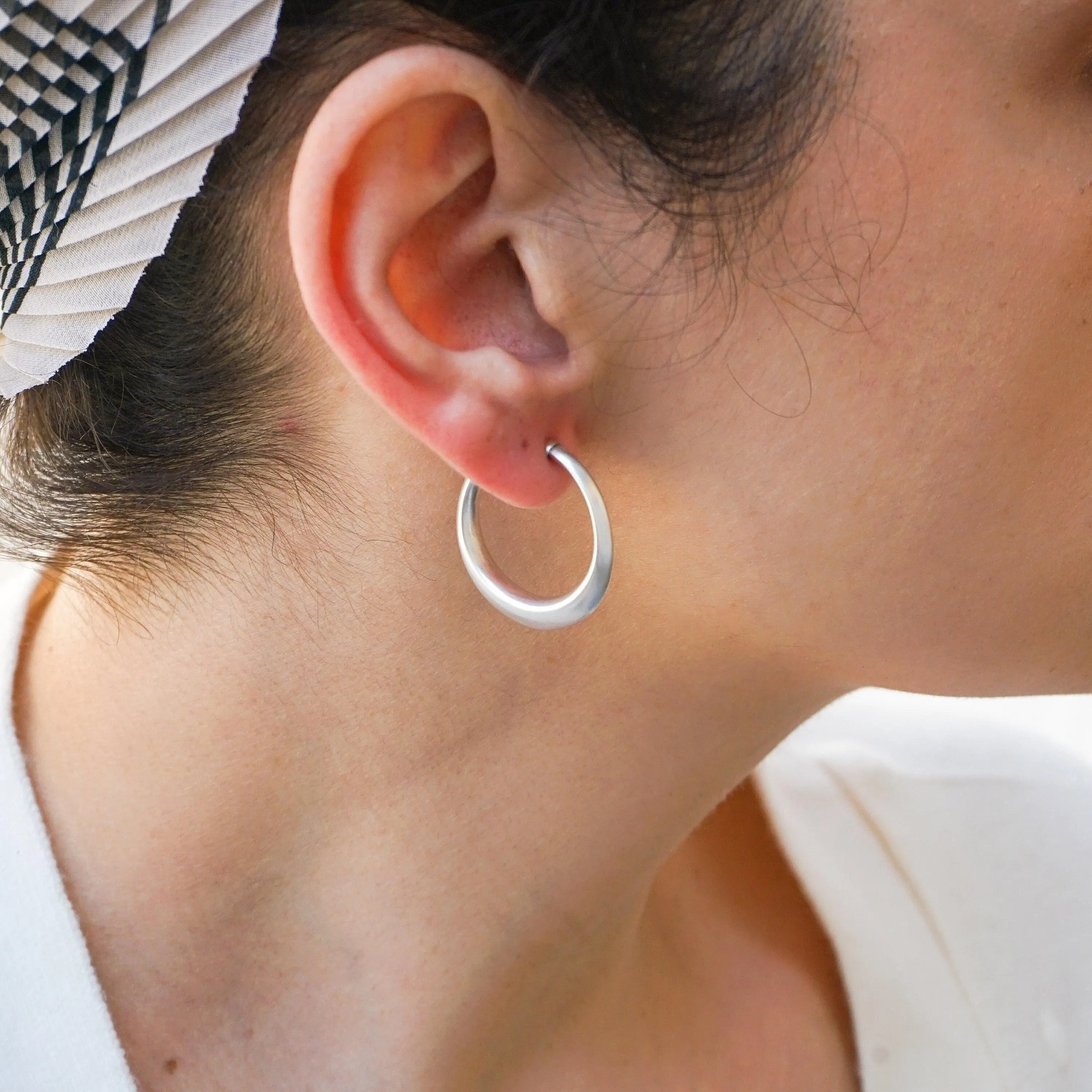 Silver Bold Narrow Hoop Earrings