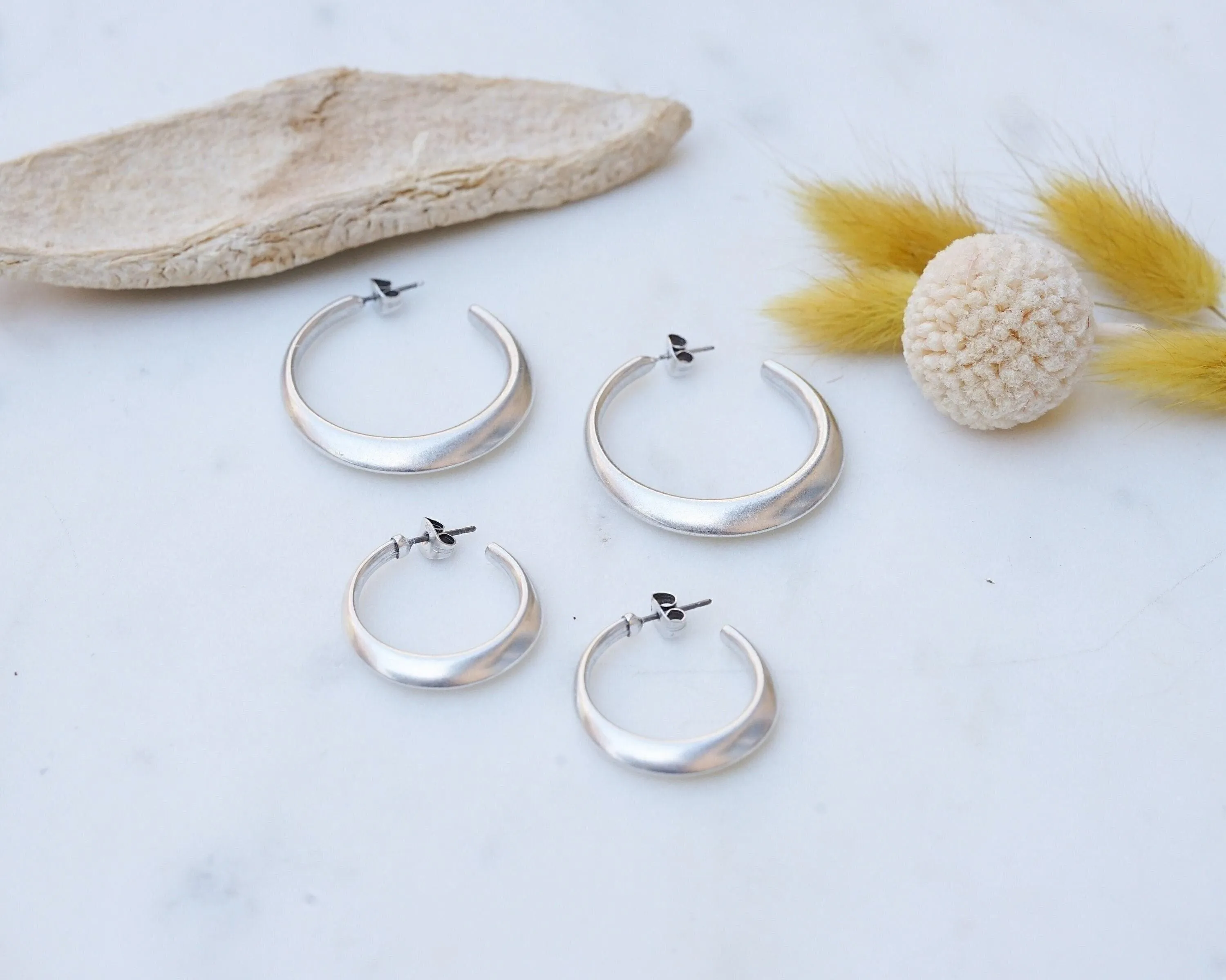 Silver Bold Narrow Hoop Earrings