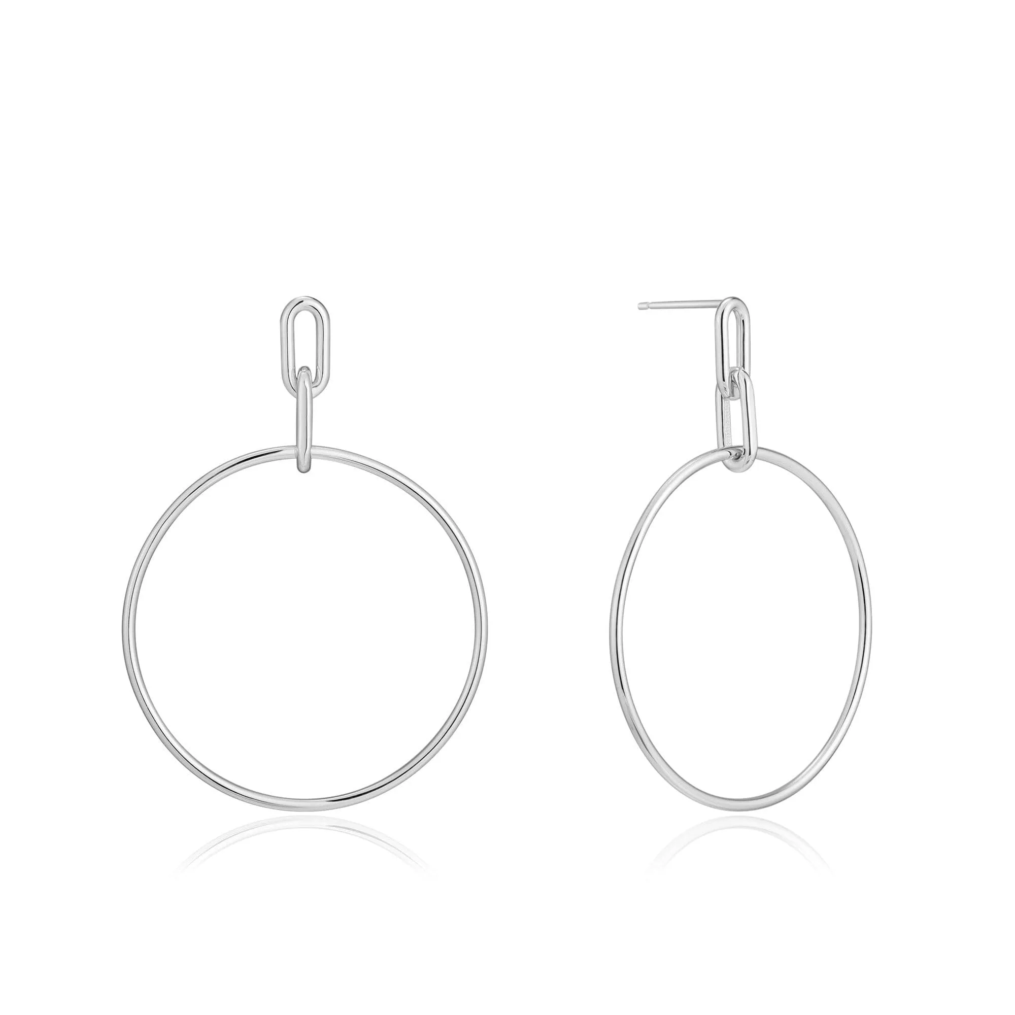 Silver Cable Link Hoop Earrings