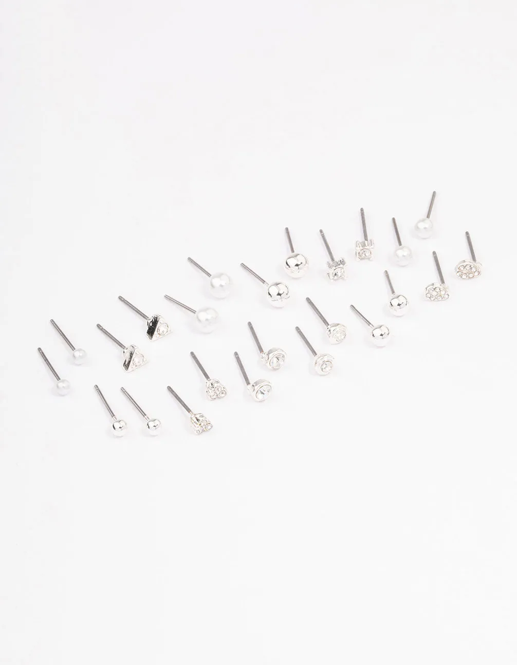 Silver Classic Pearl & Stone Earring 12-Pack