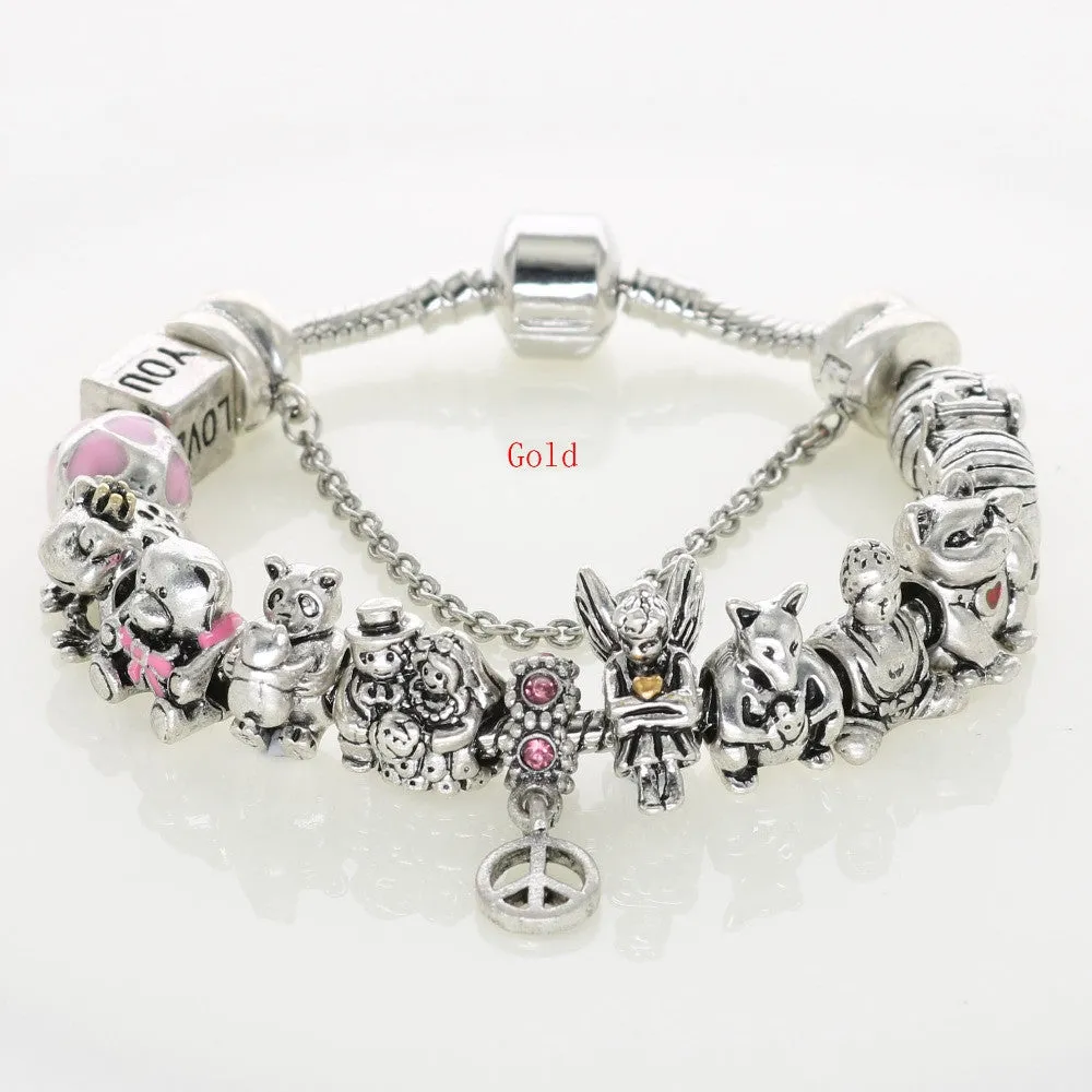 Silver Original Charm Bracelets Official Design Beads For New Year Jewelry Gifts Fit Women's Fashion Charmed Bracelets