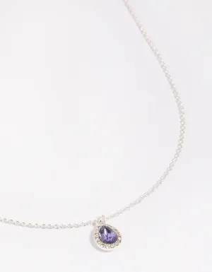 Silver Pear-Shaped Diamante Necklace