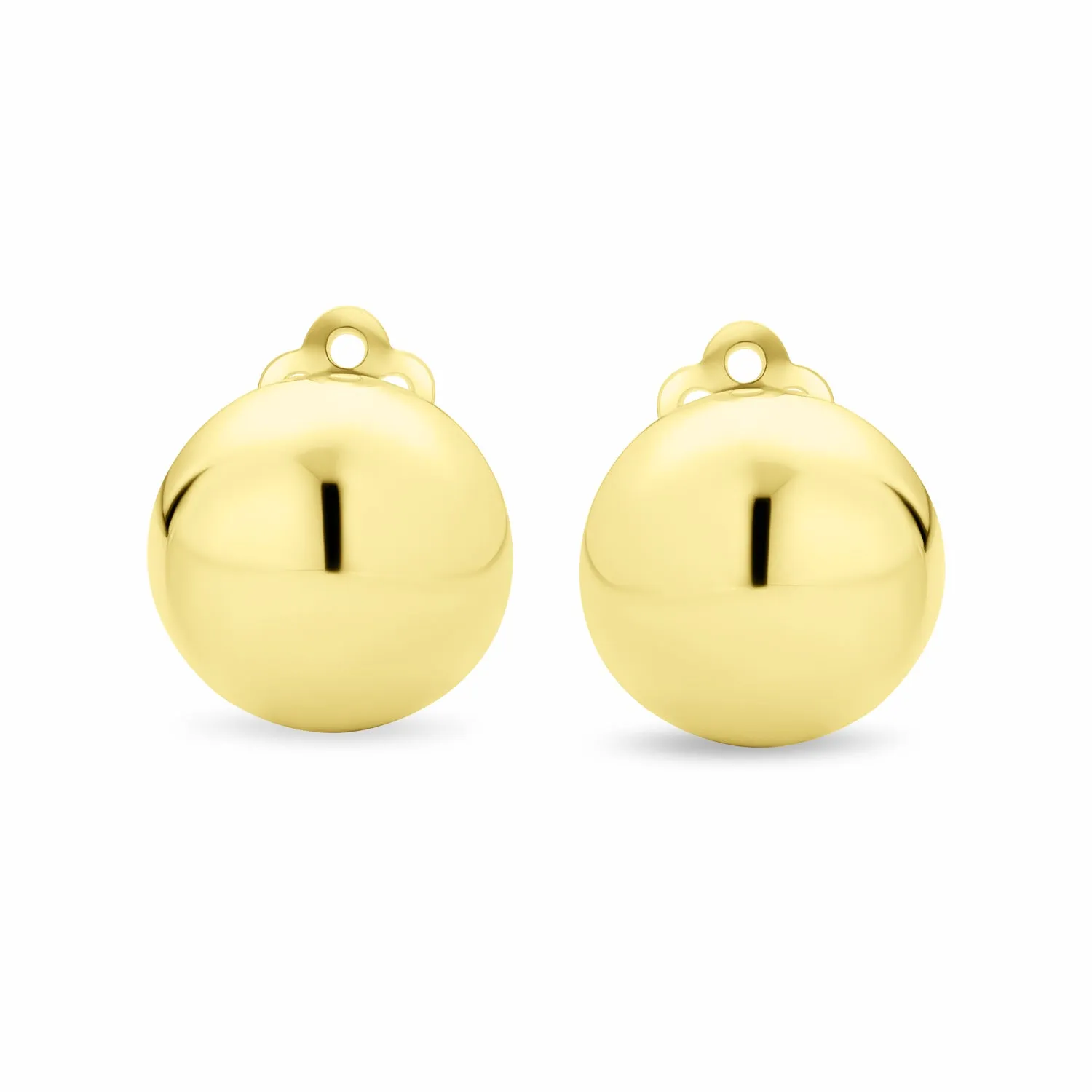 Simple Half Round Ball Clip-On Earrings 14K Gold Plated Sterling Silver .50in