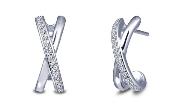 Simulated Diamond "X" Earrings E0255CLP