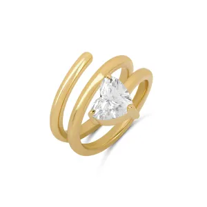 Spiral Heart Cut Lab Diamond Signet Ring