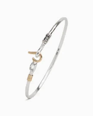 St. John Hook Bracelet with Rectangular Stone, 2mm - White Zircon