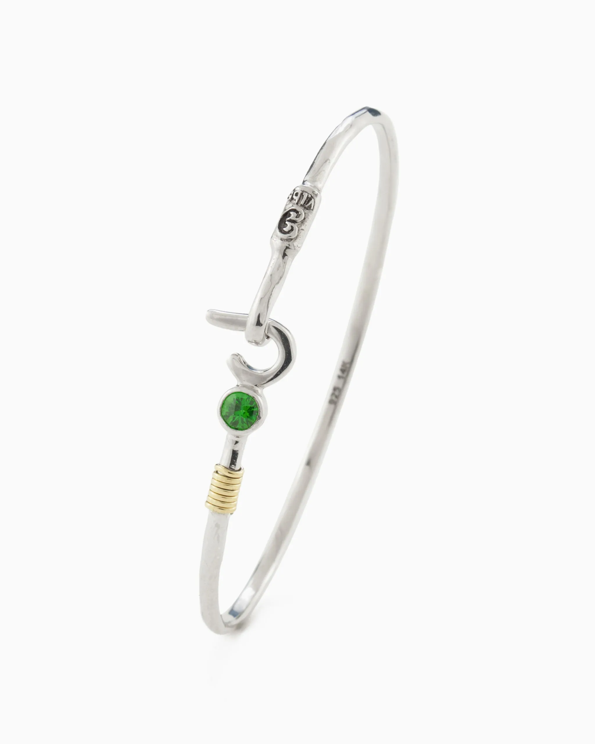 St. John Hook Bracelet with Stone, 2mm - Green Zircon