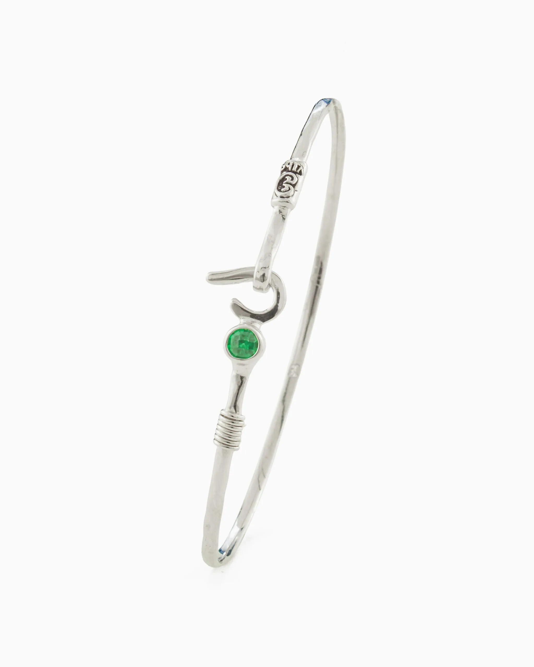 St. John Hook Bracelet with Stone, 2mm - Green Zircon