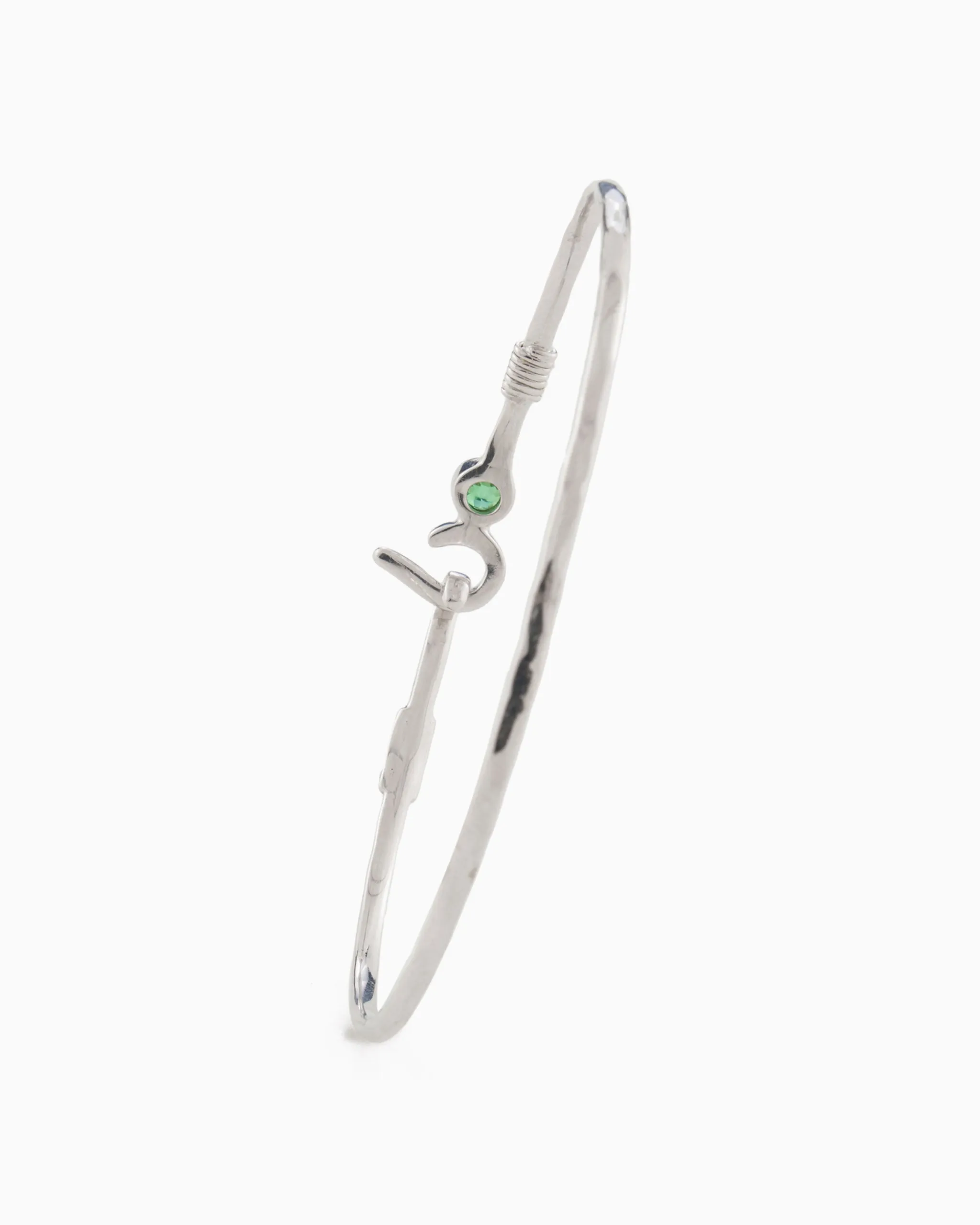 St. John Hook Bracelet with Stone, 2mm - Green Zircon