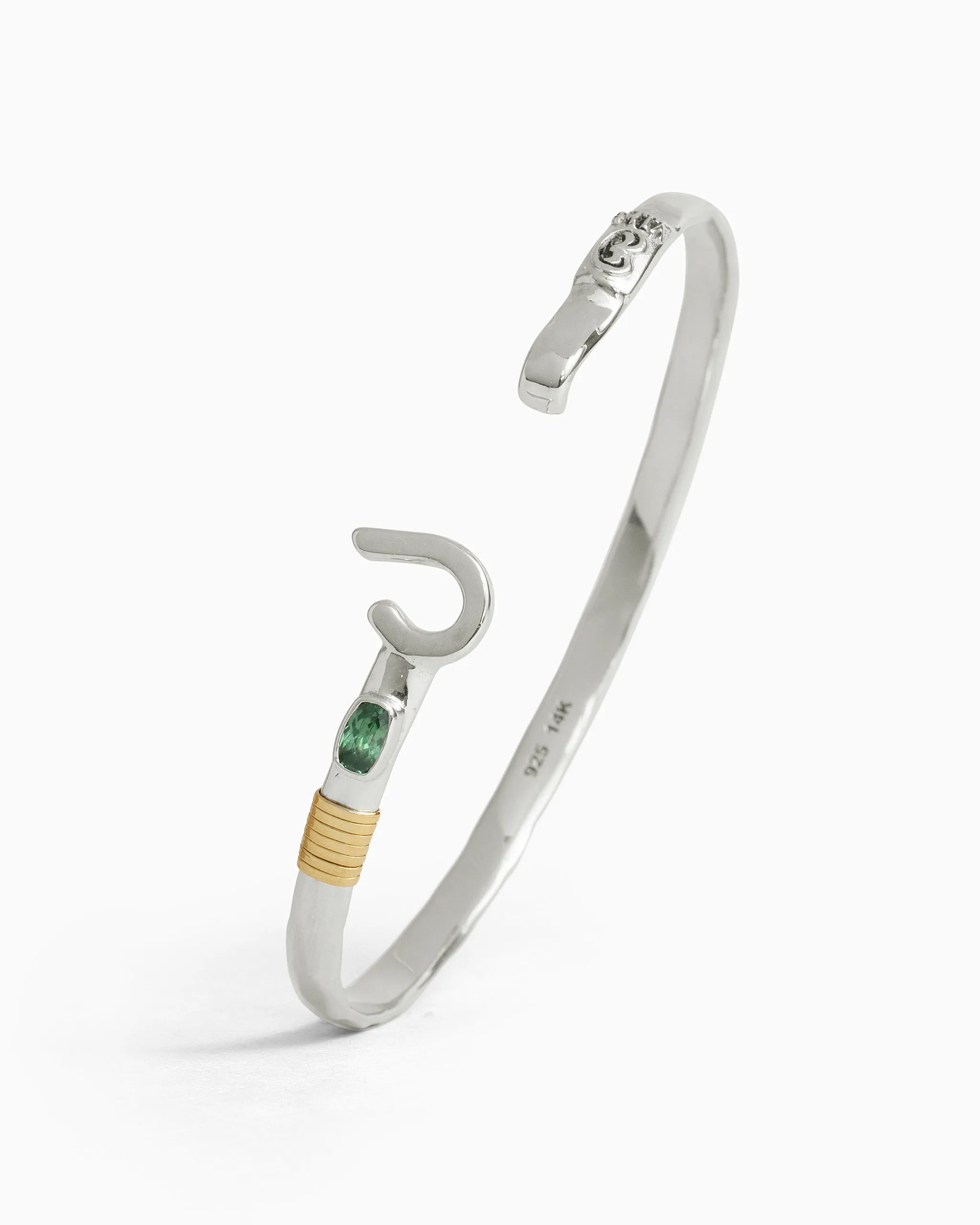 St. John Hook Bracelet with Stone, 4mm - Green Zircon