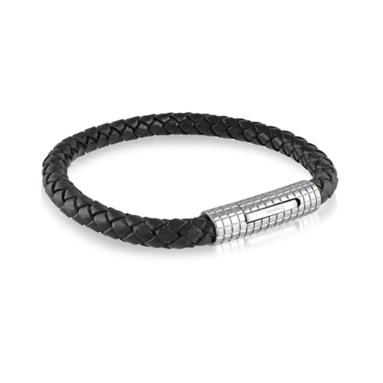 Stainless Steel Design Clasp Braided Genuine Leather Bracelet