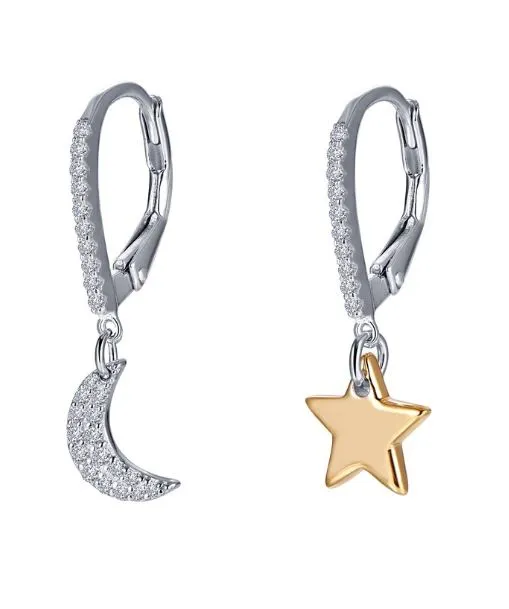 Star Moon Simulated Diamond Earrings E0400CLT