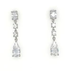 Sterling Silver Mixed Stone Cz Drop Earrings