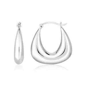 Sterling Silver Polished Puffed Trapezoid Hoop Earrings