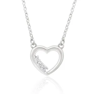 Sterling Silver Rhodium Plated Cubic Zirconia Open Heart Pendant With 42   3cm Chain