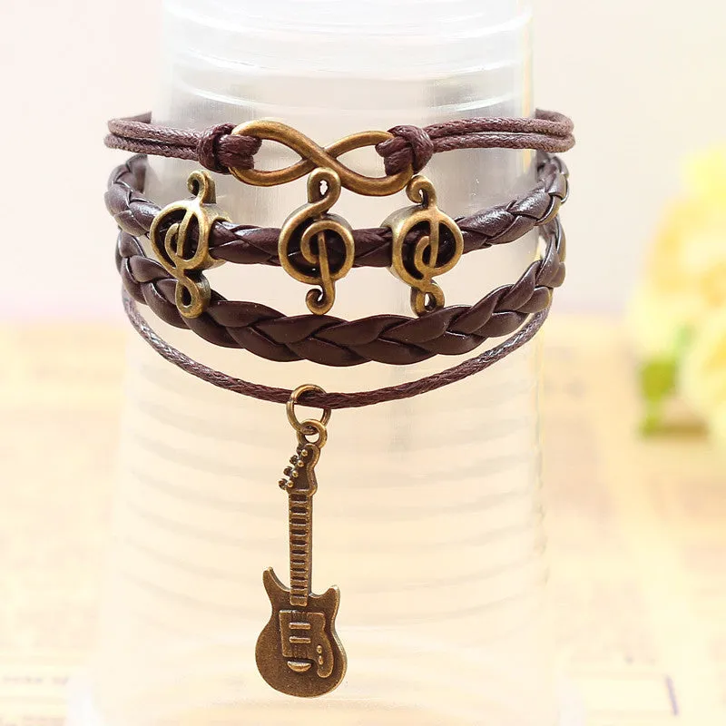 Sunshine vintage music note guitar infinity bracelets bangles fashion for women