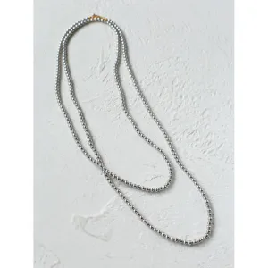 Swarovski Grey 4mm Pearl Long Necklace