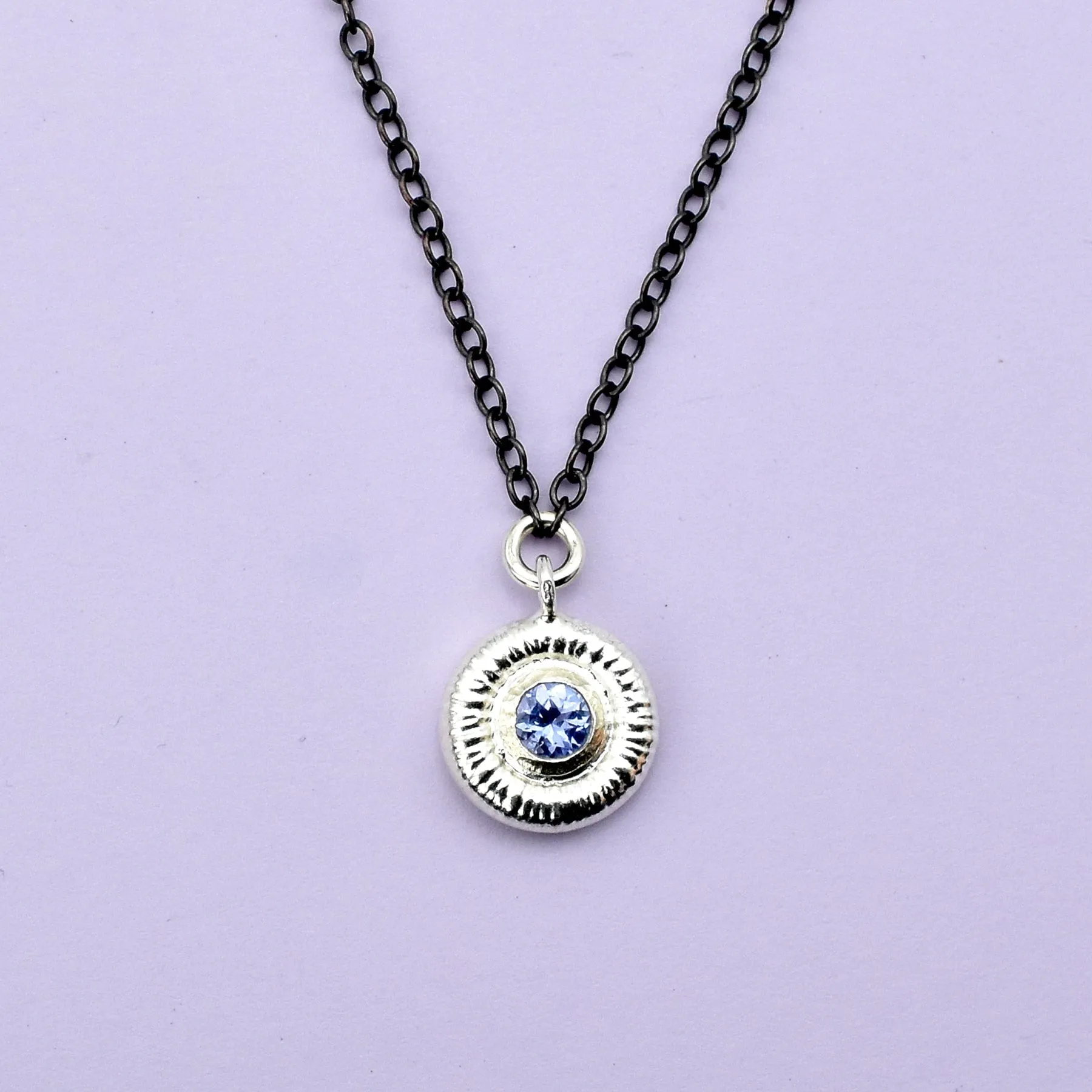 Tanzanite Button Necklace