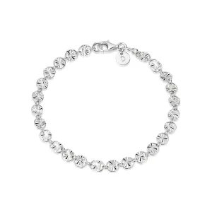 Textured Sunburst Chain Bracelet Sterling Silver