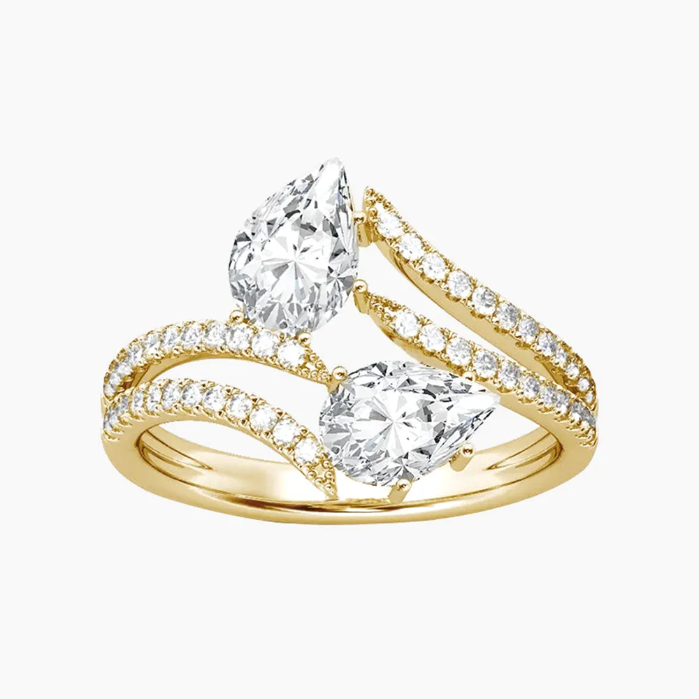 Two-stone Pear Shape Engagement Ring