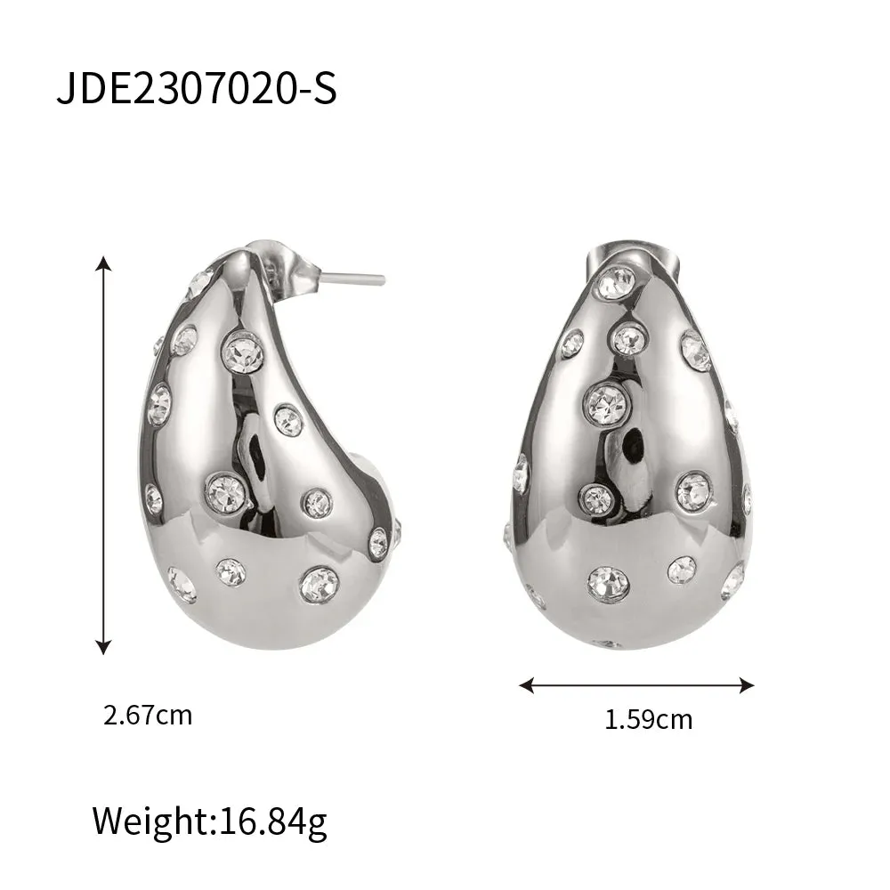 VAIGE Chic Waterproof Gold Stainless Steel Teardrop Hollow Stud Earrings - Trendy Fashion Jewelry Gift