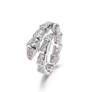 White Diamond Serpentine Viper Silver Rings JLTR0391