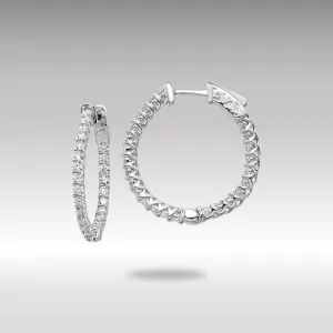 White Gold Diamond Round Hoop with Safety Clasp Earrings - Model XE2003W/VS