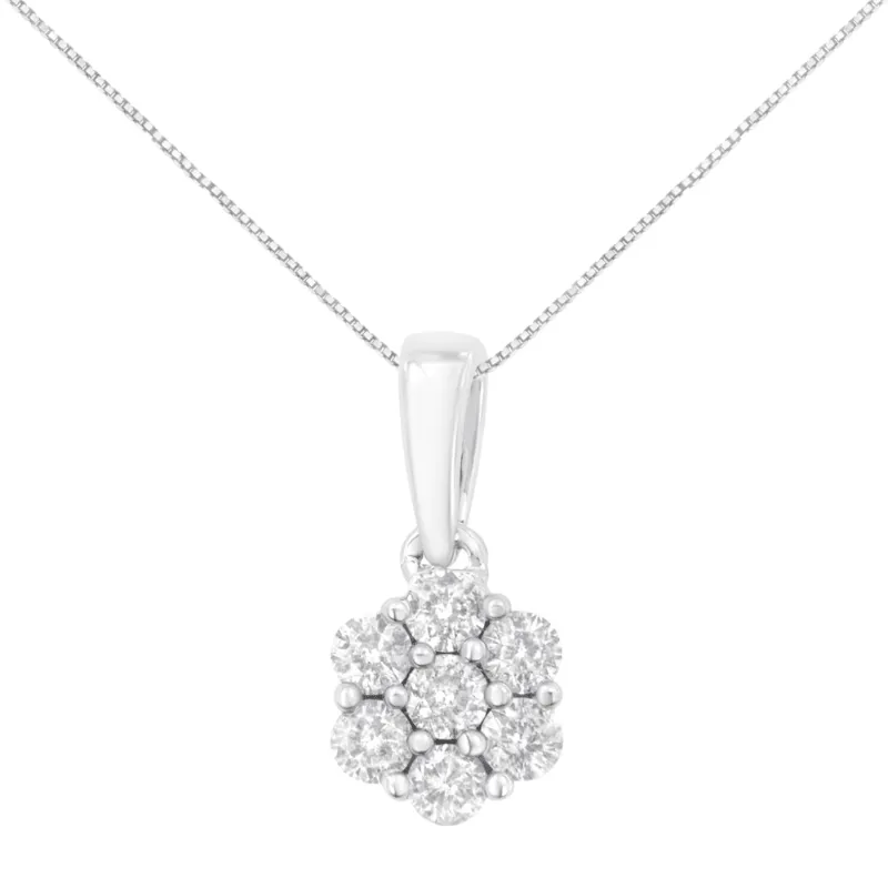 White Gold  Round-7 Stone Floral