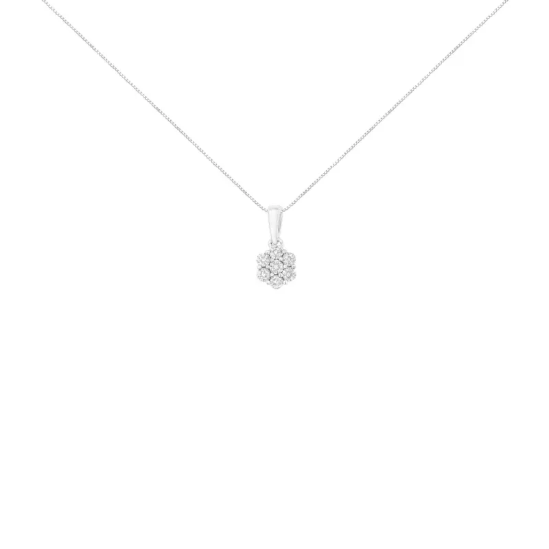 White Gold  Round-7 Stone Floral