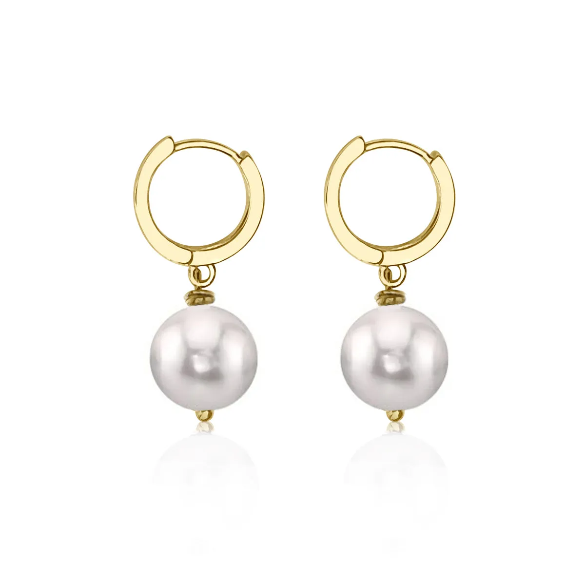 White Pearl Classic Elegance Earrings - Gold