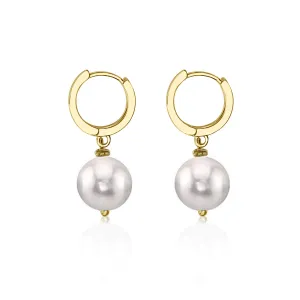 White Pearl Classic Elegance Earrings - Gold