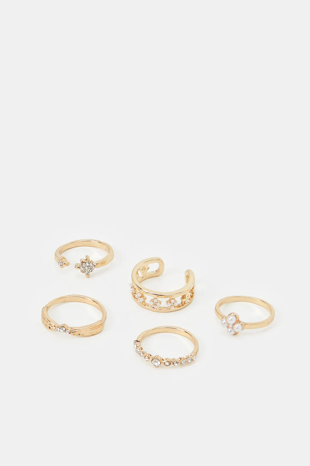 Women Gold Embellished Ring Set (5 Piece)