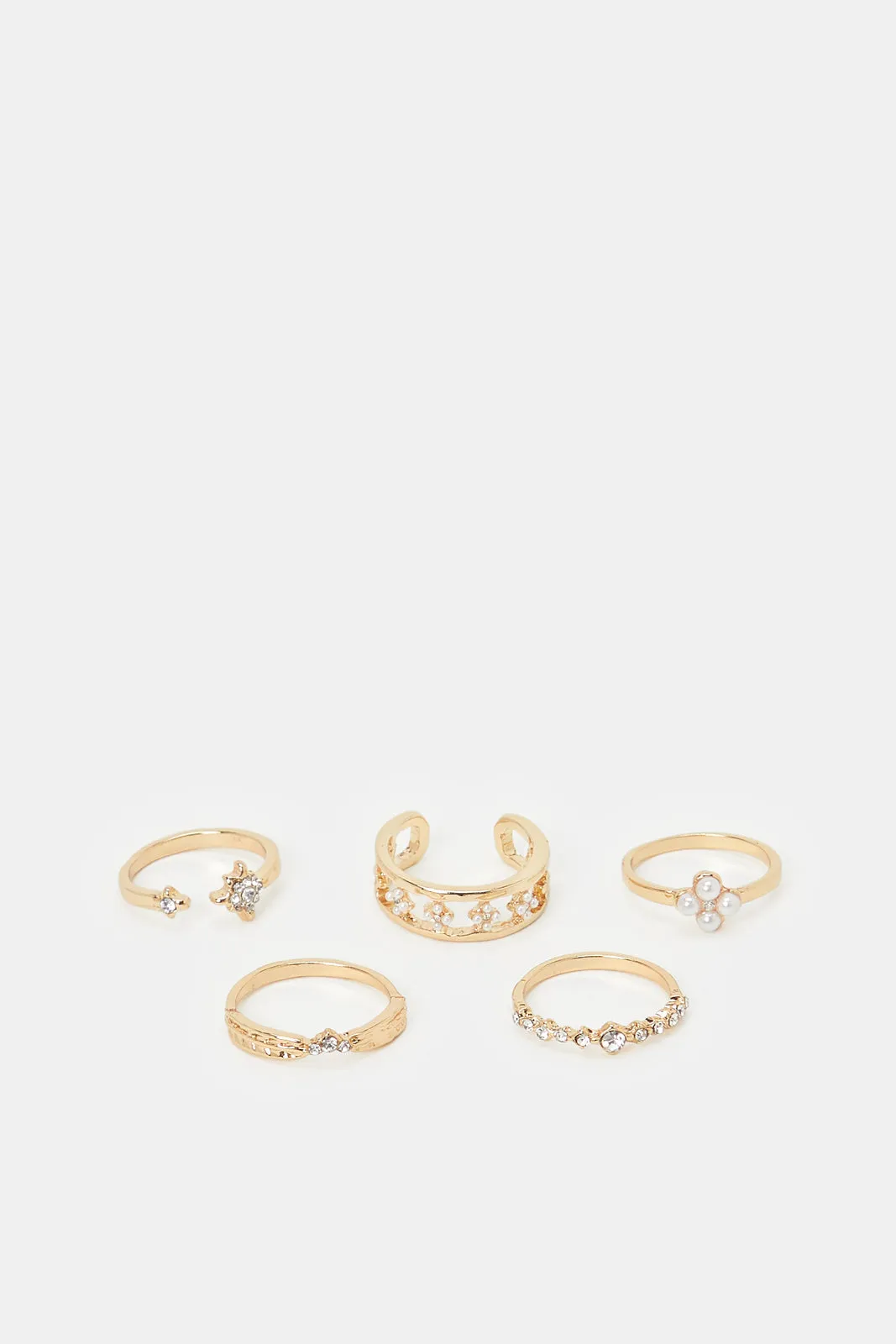 Women Gold Embellished Ring Set (5 Piece)