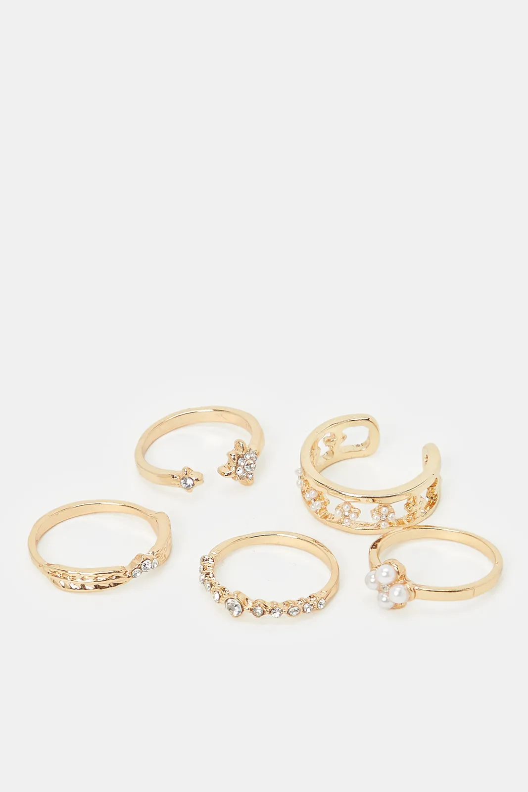 Women Gold Embellished Ring Set (5 Piece)