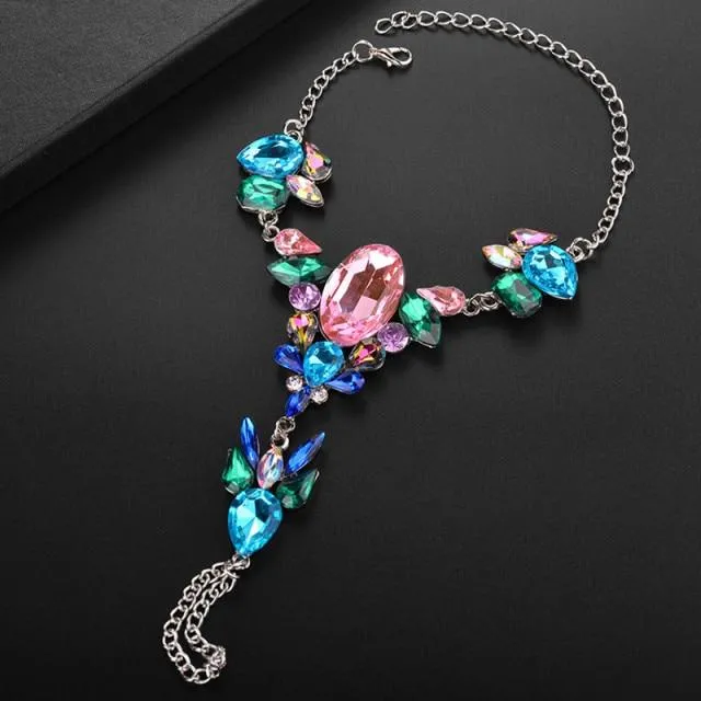 Women Summer Beach Crystal Rhinestones Anklet Barefoot Sandals