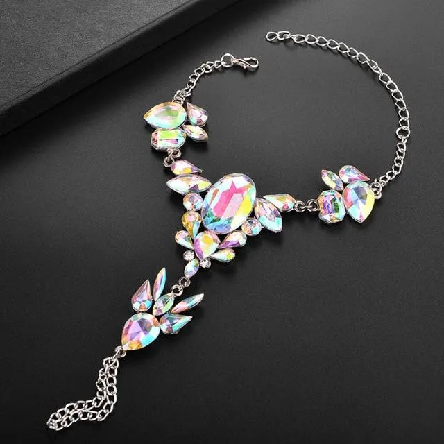 Women Summer Beach Crystal Rhinestones Anklet Barefoot Sandals