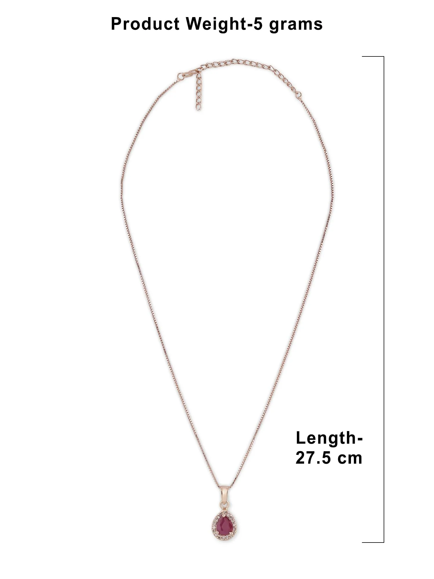 ZAVERI PEARLS Pink Rose Gold Contemporary Cubic Zirconia Pearl Embellished Pendant & Chain For Women-ZPFK16622